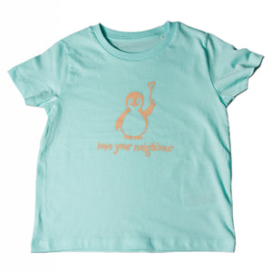Kids Shirt 'Light Cyan Pinguin' - für 3-6 Jährige - Love your Neighbour