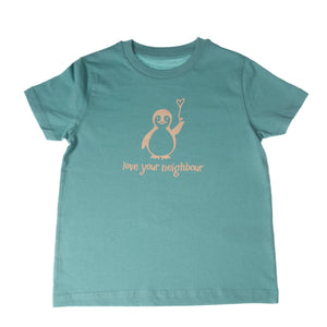 2. Wahl Kids Shirt 'Dark Cyan Pinguin' - für 3-6 Jährige - Love your Neighbour
