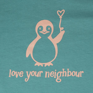 Kids Shirt 'Dark Cyan Pinguin' - für 3-6 Jährige - Love your Neighbour